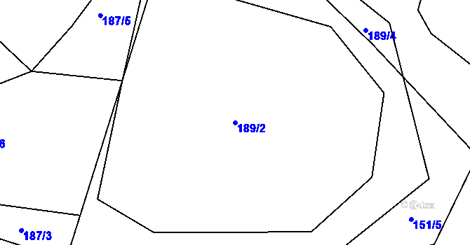 Parcela st. 189/2 v KÚ Hodíškov, Katastrální mapa