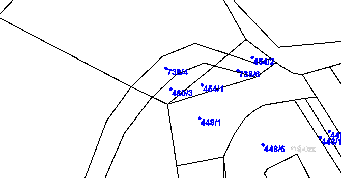 Parcela st. 460/3 v KÚ Hodíškov, Katastrální mapa