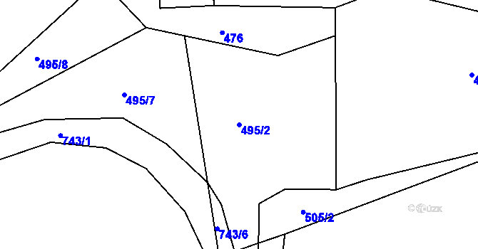 Parcela st. 495/2 v KÚ Hodíškov, Katastrální mapa