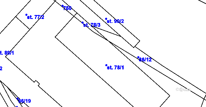 Parcela st. 78/1 v KÚ Hodíškov, Katastrální mapa