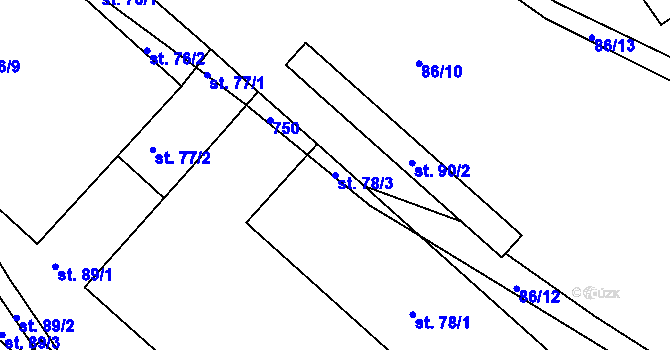 Parcela st. 78/3 v KÚ Hodíškov, Katastrální mapa