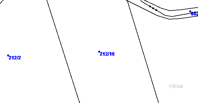 Parcela st. 212/16 v KÚ Hodíškov, Katastrální mapa
