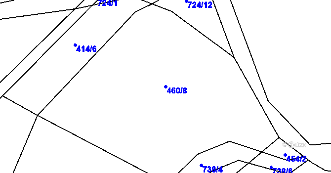 Parcela st. 460/8 v KÚ Hodíškov, Katastrální mapa