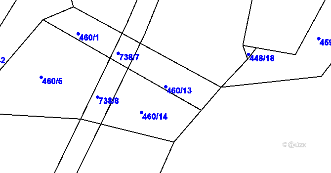 Parcela st. 460/13 v KÚ Hodíškov, Katastrální mapa