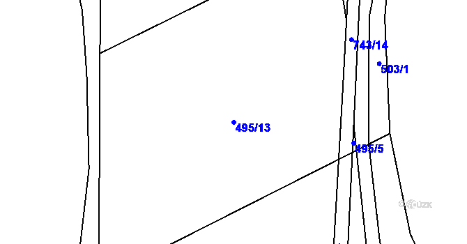 Parcela st. 495/13 v KÚ Hodíškov, Katastrální mapa