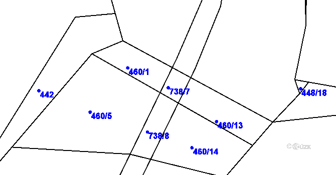 Parcela st. 738/7 v KÚ Hodíškov, Katastrální mapa