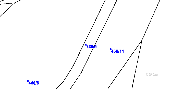 Parcela st. 738/9 v KÚ Hodíškov, Katastrální mapa