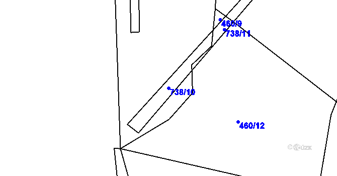 Parcela st. 738/10 v KÚ Hodíškov, Katastrální mapa
