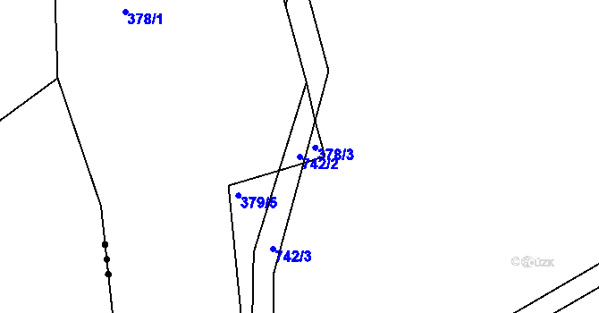 Parcela st. 742/2 v KÚ Hodíškov, Katastrální mapa