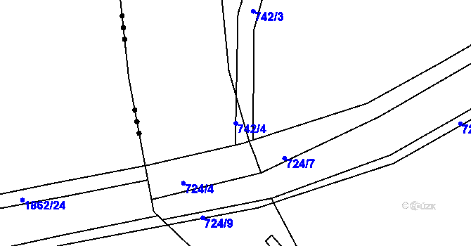 Parcela st. 742/4 v KÚ Hodíškov, Katastrální mapa
