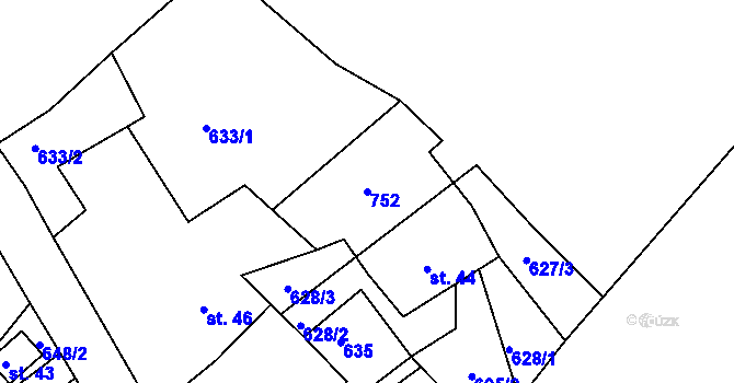Parcela st. 752 v KÚ Hodíškov, Katastrální mapa