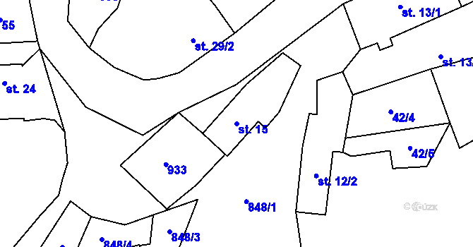 Parcela st. 15 v KÚ Hodkov, Katastrální mapa