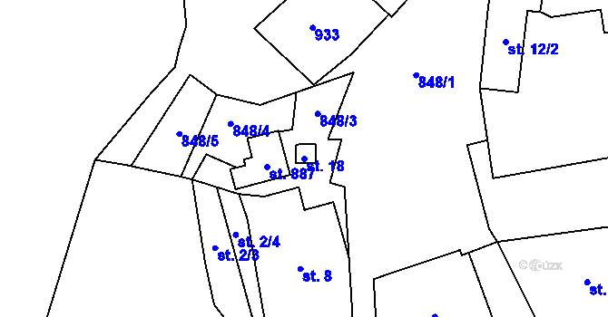 Parcela st. 18 v KÚ Hodkov, Katastrální mapa