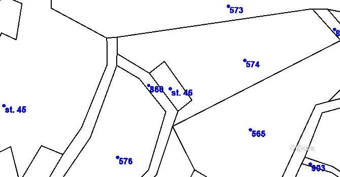 Parcela st. 46 v KÚ Hodkov, Katastrální mapa