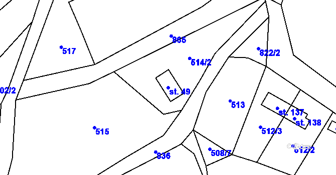 Parcela st. 49 v KÚ Hodkov, Katastrální mapa