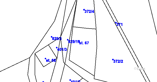 Parcela st. 67 v KÚ Hodkov, Katastrální mapa