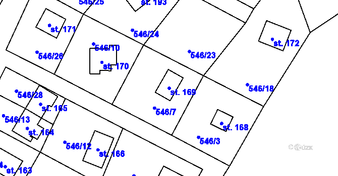 Parcela st. 169 v KÚ Hodkov, Katastrální mapa