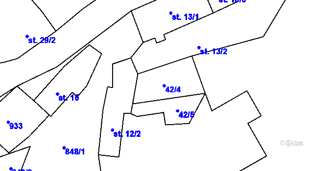 Parcela st. 42/4 v KÚ Hodkov, Katastrální mapa