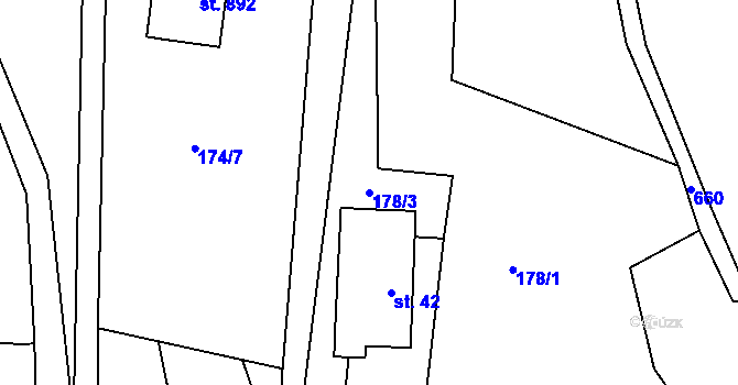 Parcela st. 178/3 v KÚ Hodkov, Katastrální mapa