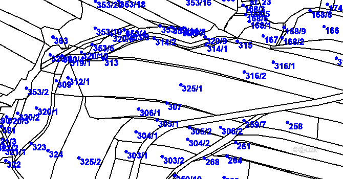 Parcela st. 325 v KÚ Hodkov, Katastrální mapa