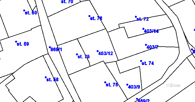 Parcela st. 403/12 v KÚ Hodkov, Katastrální mapa