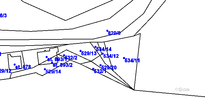 Parcela st. 534/12 v KÚ Hodkov, Katastrální mapa