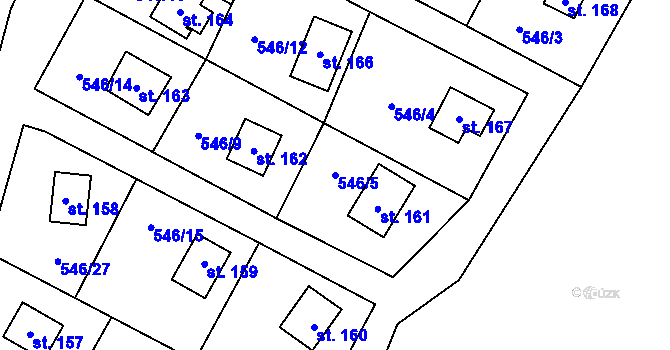 Parcela st. 546/5 v KÚ Hodkov, Katastrální mapa
