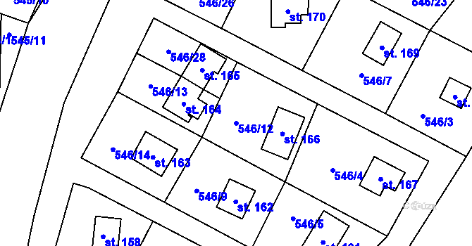 Parcela st. 546/12 v KÚ Hodkov, Katastrální mapa