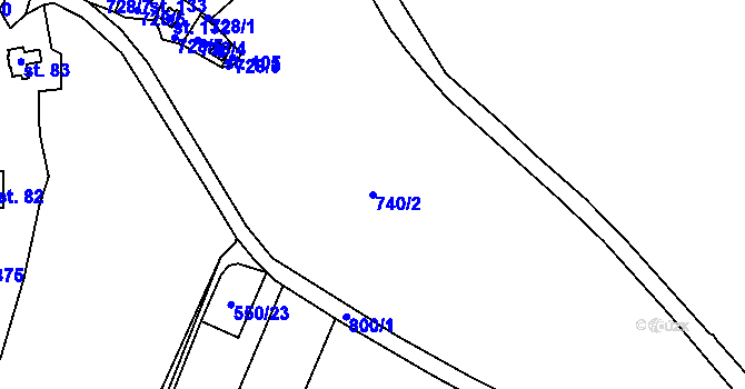 Parcela st. 740/2 v KÚ Hodkov, Katastrální mapa