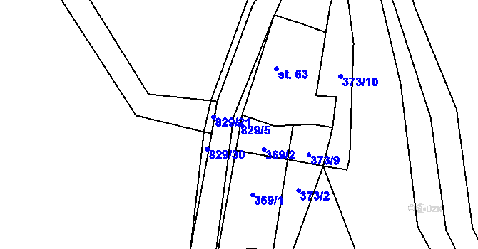 Parcela st. 829/5 v KÚ Hodkov, Katastrální mapa