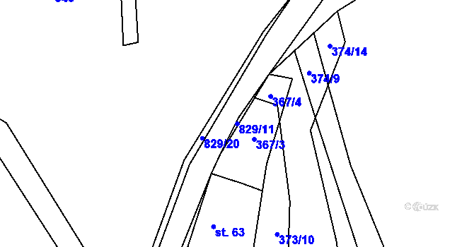 Parcela st. 829/11 v KÚ Hodkov, Katastrální mapa