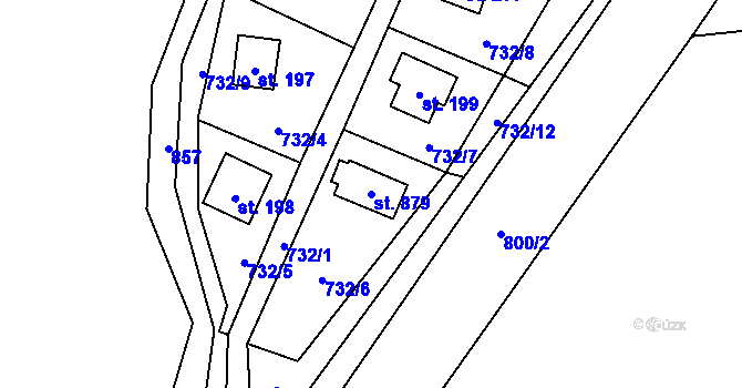 Parcela st. 879 v KÚ Hodkov, Katastrální mapa