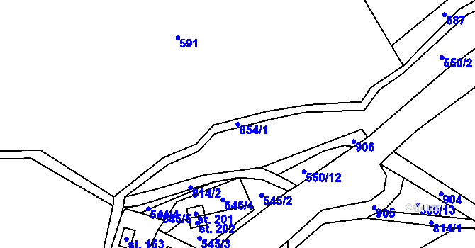 Parcela st. 854/1 v KÚ Hodkov, Katastrální mapa