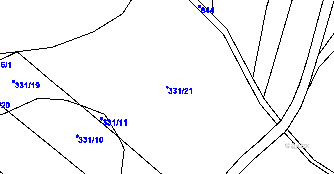 Parcela st. 331/21 v KÚ Hodkov, Katastrální mapa