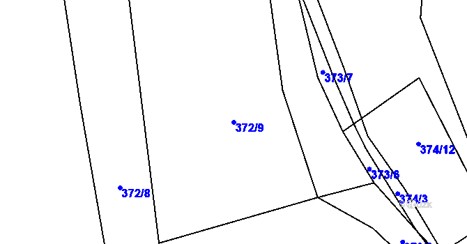 Parcela st. 372/9 v KÚ Hodkov, Katastrální mapa