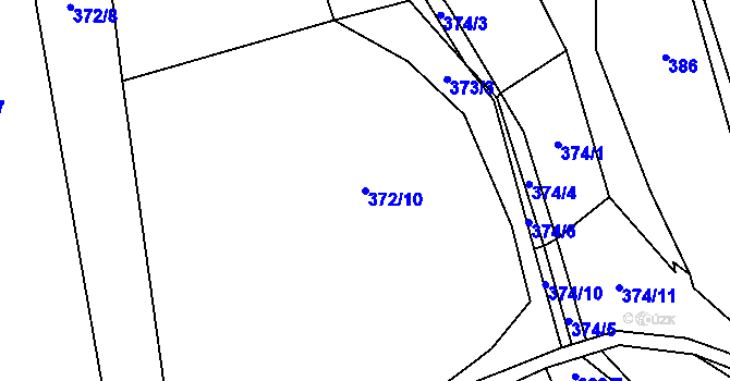 Parcela st. 372/10 v KÚ Hodkov, Katastrální mapa