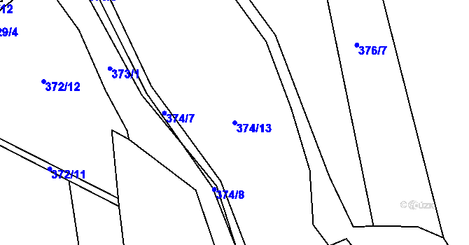 Parcela st. 374/13 v KÚ Hodkov, Katastrální mapa