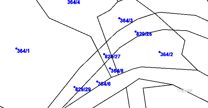 Parcela st. 829/27 v KÚ Hodkov, Katastrální mapa