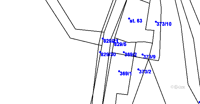 Parcela st. 829/30 v KÚ Hodkov, Katastrální mapa