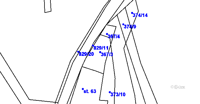 Parcela st. 367/3 v KÚ Hodkov, Katastrální mapa