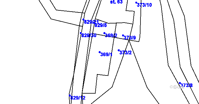 Parcela st. 369/1 v KÚ Hodkov, Katastrální mapa
