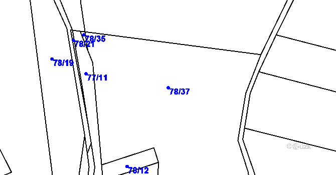 Parcela st. 78/37 v KÚ Krasoňovice, Katastrální mapa