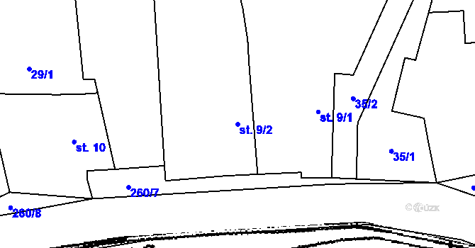 Parcela st. 9/2 v KÚ Lipina u Zruče nad Sázavou, Katastrální mapa
