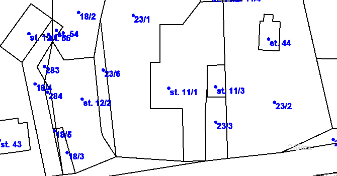 Parcela st. 11/1 v KÚ Lipina u Zruče nad Sázavou, Katastrální mapa