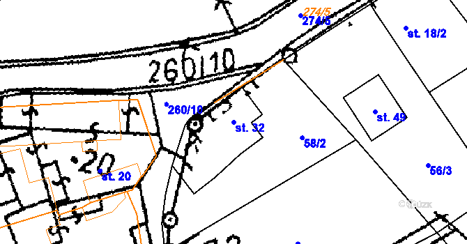 Parcela st. 32 v KÚ Lipina u Zruče nad Sázavou, Katastrální mapa