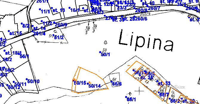 Parcela st. 50/1 v KÚ Lipina u Zruče nad Sázavou, Katastrální mapa