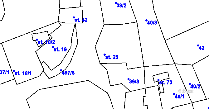 Parcela st. 25 v KÚ Želivec, Katastrální mapa