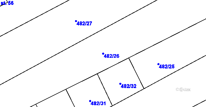 Parcela st. 482/26 v KÚ Želivec, Katastrální mapa