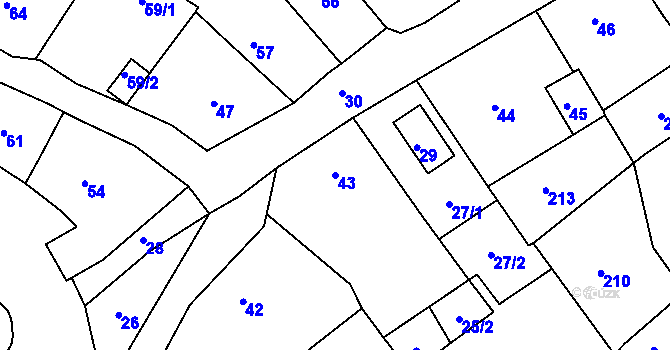 Parcela st. 43 v KÚ Hodkovice nad Mohelkou, Katastrální mapa