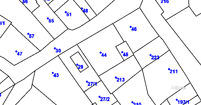 Parcela st. 44 v KÚ Hodkovice nad Mohelkou, Katastrální mapa
